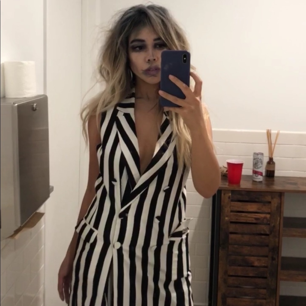 Topshop Striped Dress Beetlejuice
